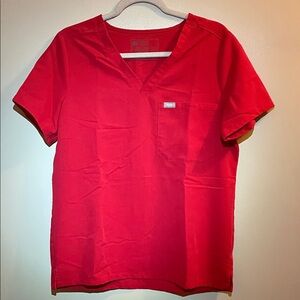 Figs Pop Red Scrub Top